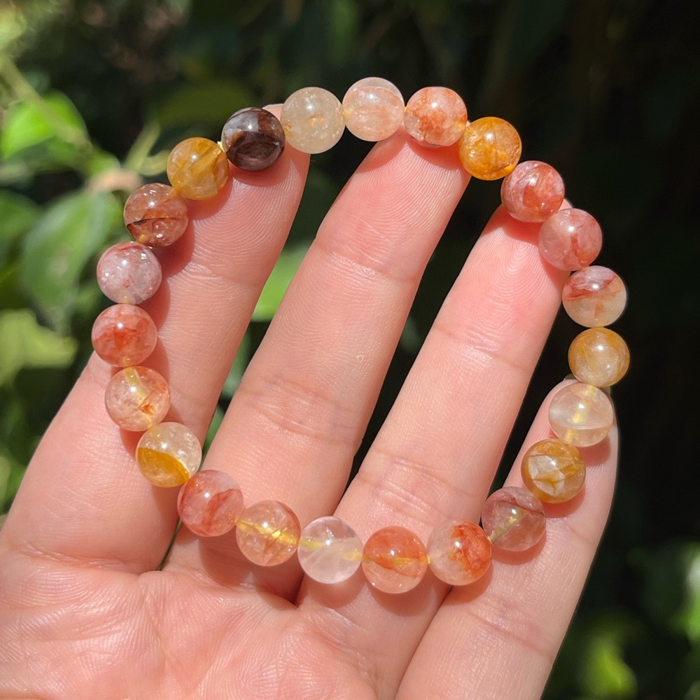 8mm stretchable fire Quartz‎ golden healer bracelet